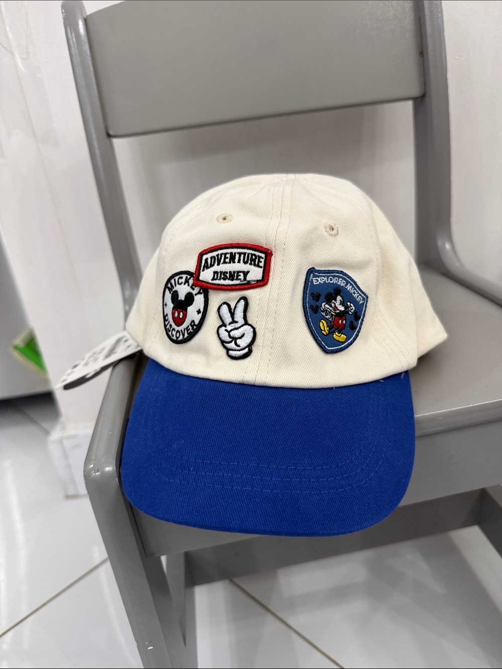 Disney Kids Beige and Blue Mickey Patch Baseball Cap
